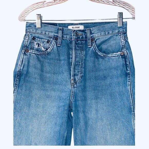 Re/Done Distressed Jeans Size 25 US 90s High Rise Loose in Worn Blue - Picture 3 of 11
